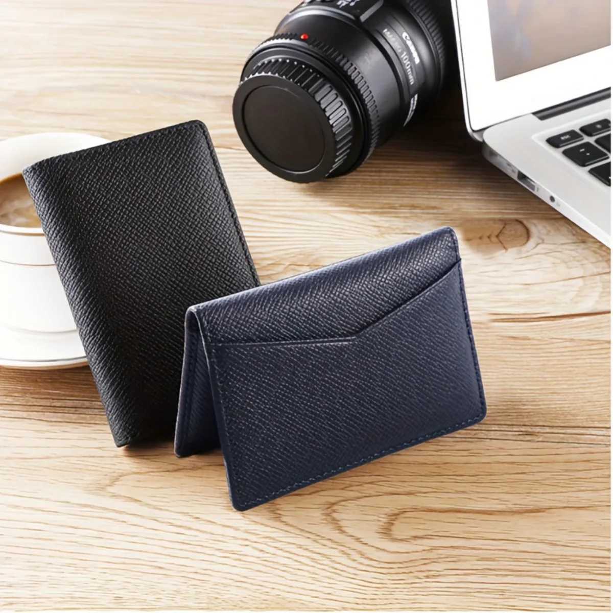 Casual Thin Cowhide Genuine Leather Mens Card Holder Minimalist RFID Blocking Bifold Small Wallet Z250621