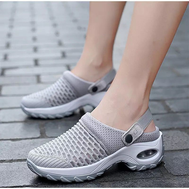 Luxury Brand Designer Shoes Sandals Foreign Trade Plus Size Women's Summer Korean Style Mesh Slip-On Slippers Rocking Mom Half-Toe Sandals Revers