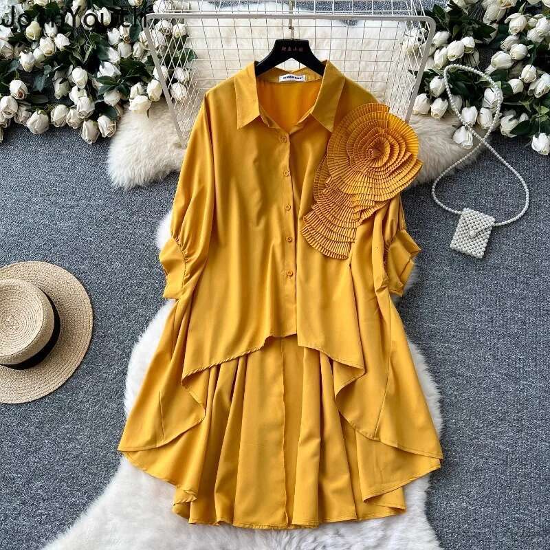 Korean Fashion Women Shirt 3D Floral Long Sleeve Irregular Blouses 2025 Blusas Mujer De Moda Casual Loose Summer Blouse Tops