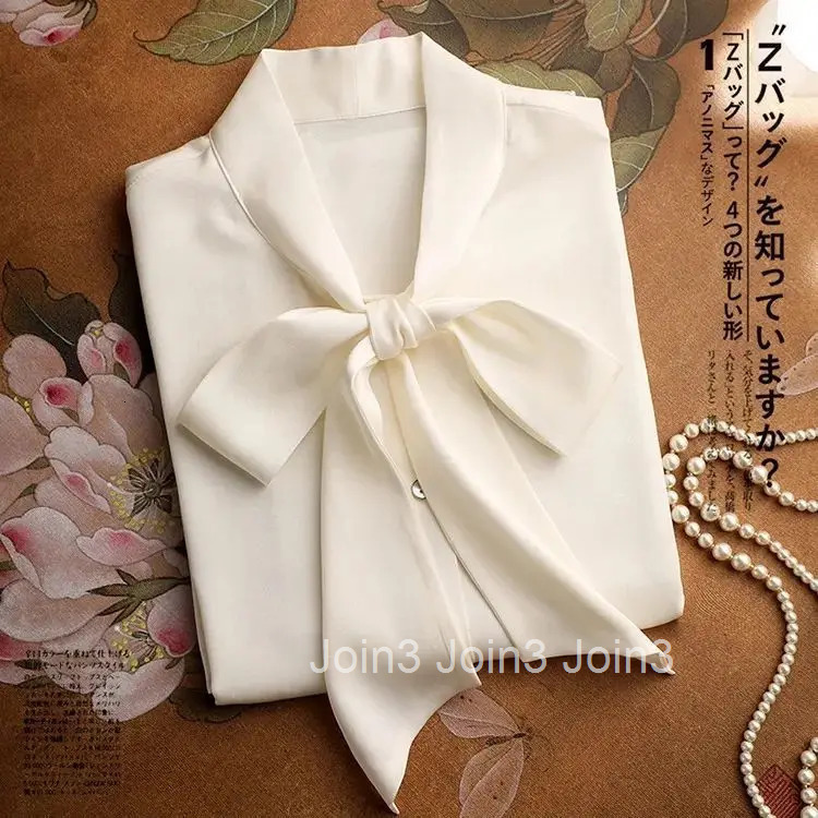 Chiffon Blouse for Women Solid Color Long Sleeve Bandage Bow Shirts Loose Summer Vintage Blouses Tops Camisas De Mujer 2025