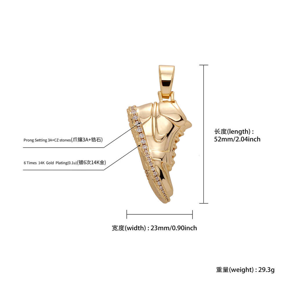 Jin Ao New Hip-Hop Pendant Full Dia Sneaker Necklace Copper Inlaid Zircon Personality Unisex Accessories Hoodie Chain