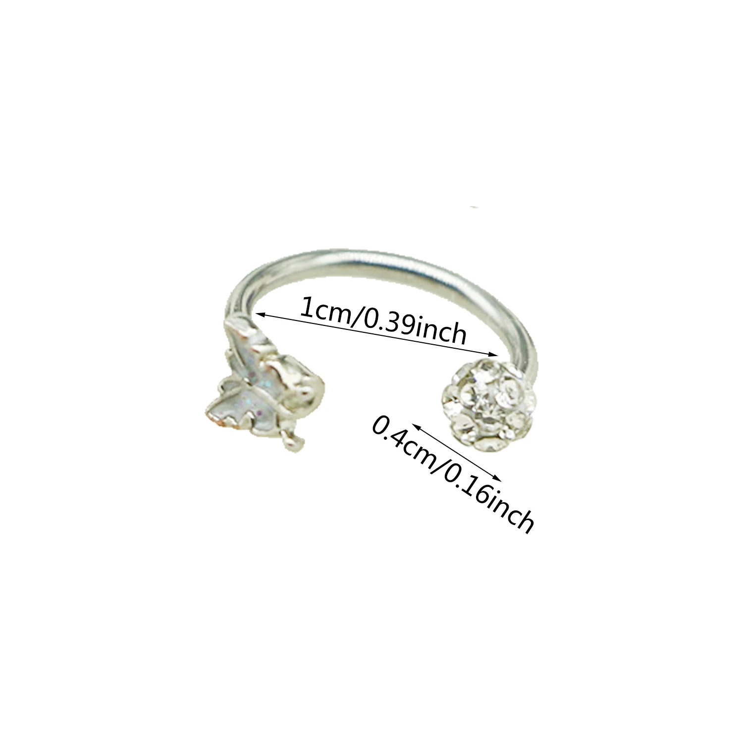 Steel C Shaped Lip Ring Labret Piercing Crystal Rhinestones Butterfly Piercing Helix Earrings Body Jewelry 250617