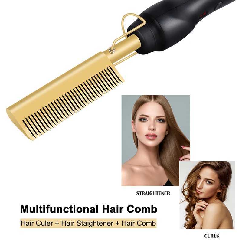 High Quality Hair Comb 2-in-1 Curling Iron Straightening Dual Copper Comb Straightening Function Straightening CombXJ250621