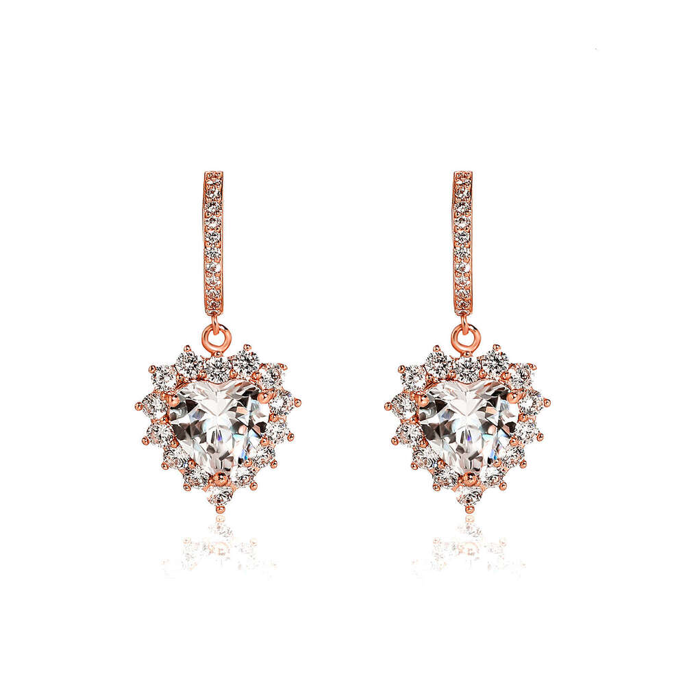 Jewelry Gold Australian Heart-shaped Zircon Earrings Ins Internet Celebrity High-end Design Sense Women's Trendy Ear Accessories