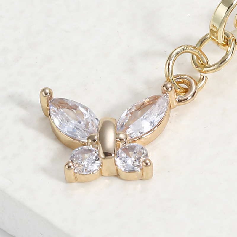 Zircon Inlaid Personality Ring Butterfly Design No Piercing Belly Button Clip