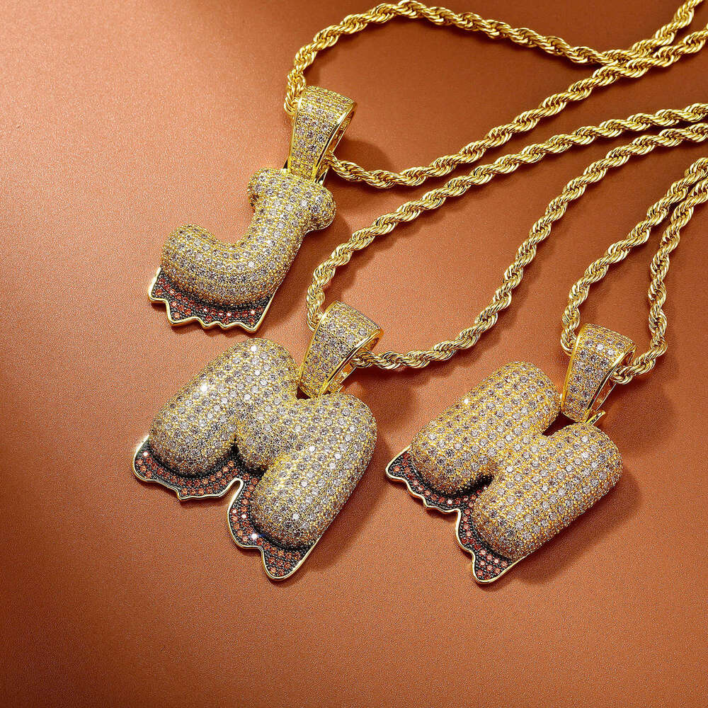 Hip Hop Personality Lava Rock English Letter Pendant DIY Splicing Micro Pave Zircon Men's Trendy Necklace