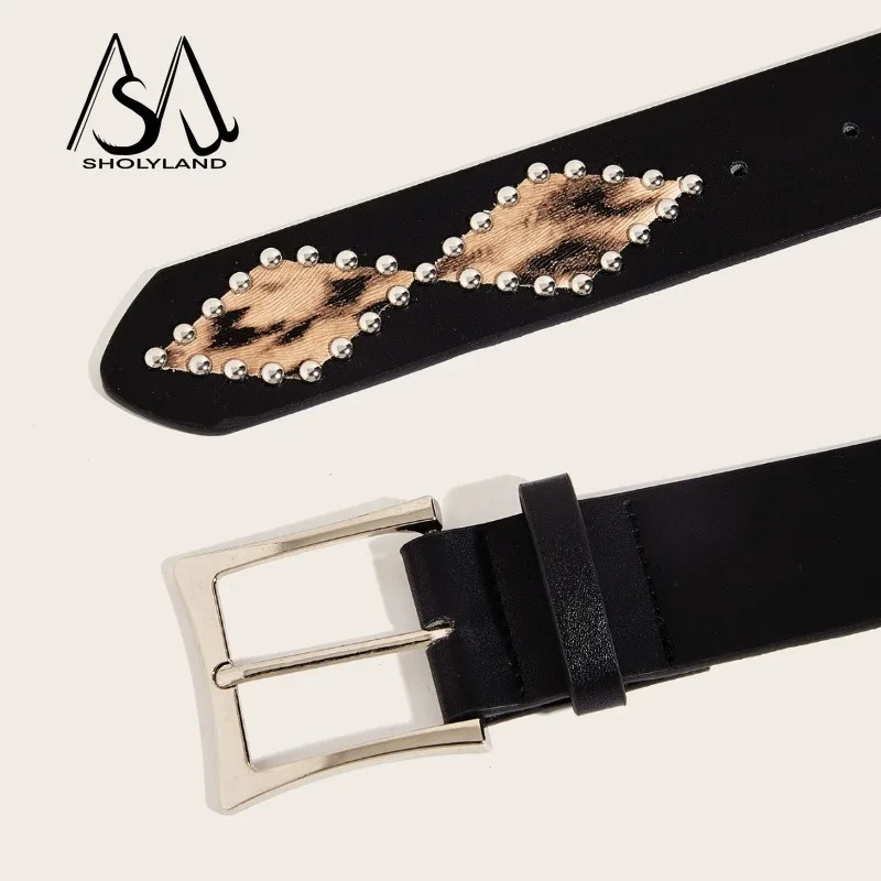 The Punk-style Riveted Leopard Print Personalized Belt Is Decorated with A Versatile Pin Buckle Belt and Trendy Belt 250617