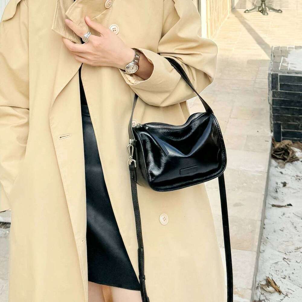 Vintage messenger cowhide Brown leather Soft Leather Large Capacity minimalist Crossbody women female bag