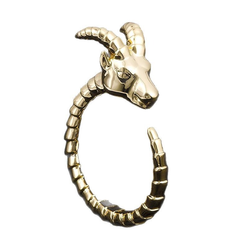 Luxury Jewelry Antelope Ring for Men Hip Hop Punk Light Luxury Personality Ring Men's Adjustable Finger Accessory