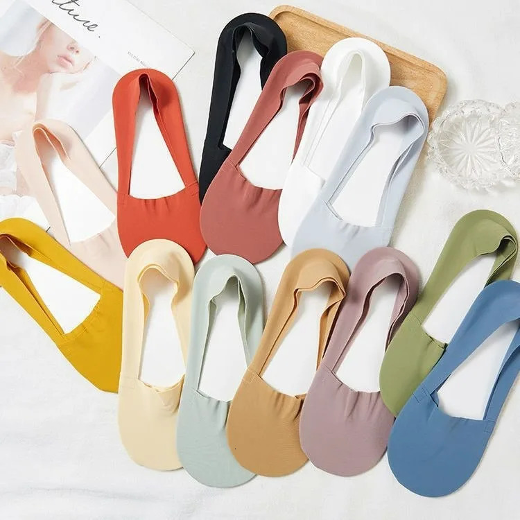 5 Pairs Women Socks High Quality Matching Casual Socks Summer Thin Cotton Bottom Non-slip Invisible Low Short Socks Breathable 250619
