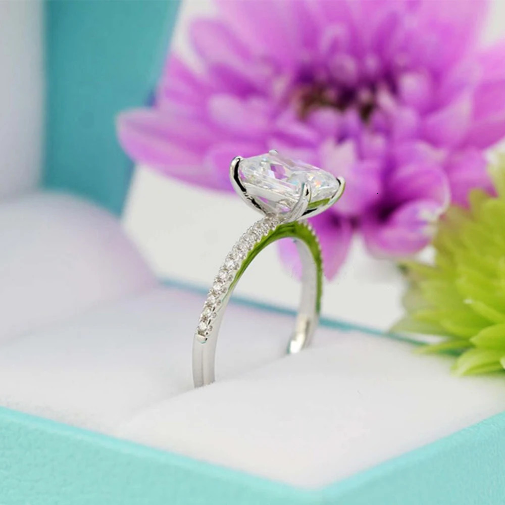 1/2/3/4CT Radiant Cut Engagement Ring GRA Certified 925 Sterling Silver Halo Diamond Wedding Bands for Women Jewelry 250617