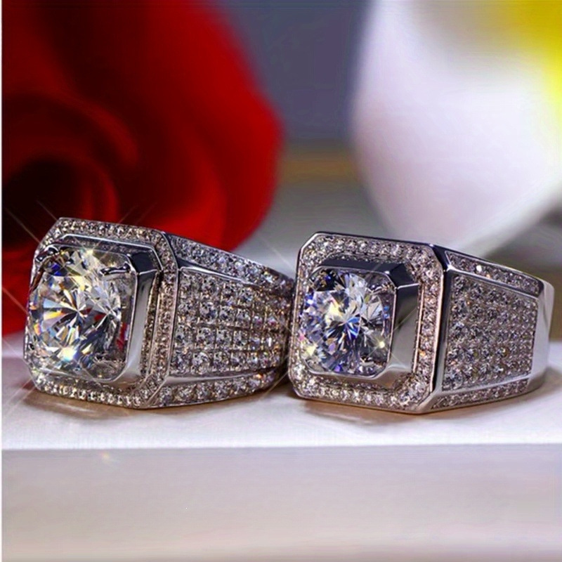 925 Silver D Color VVS Clarity Four-Prong Square Micro-Paved Moissanite