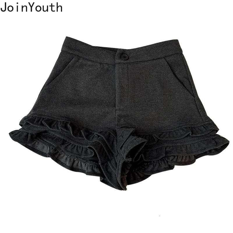 Sweet Women Shorts 2025 New Bottoms Temperament Woolen Wide Leg Pants Ruffles Fashion Thicked Tunic Pantalones Cortos De Mujer