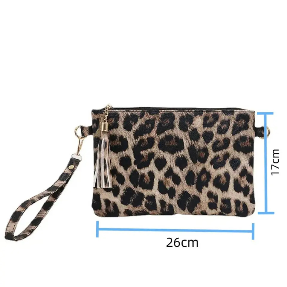 Large Capacity Women Handbag Leopard print Cow print Envelope Wristlet Bag PU Briefcase 250617