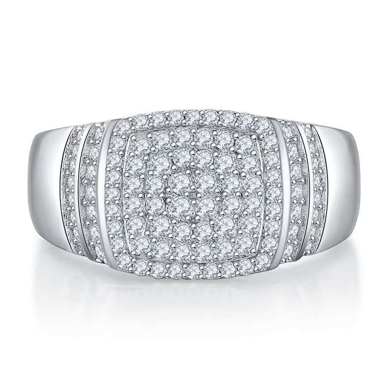 14462 Popular Style Fine Jewelry Iced Hip Hop Ring 925 Silver White D VVS1 Brilliant Cut Moissanite Diamond Rings for Men