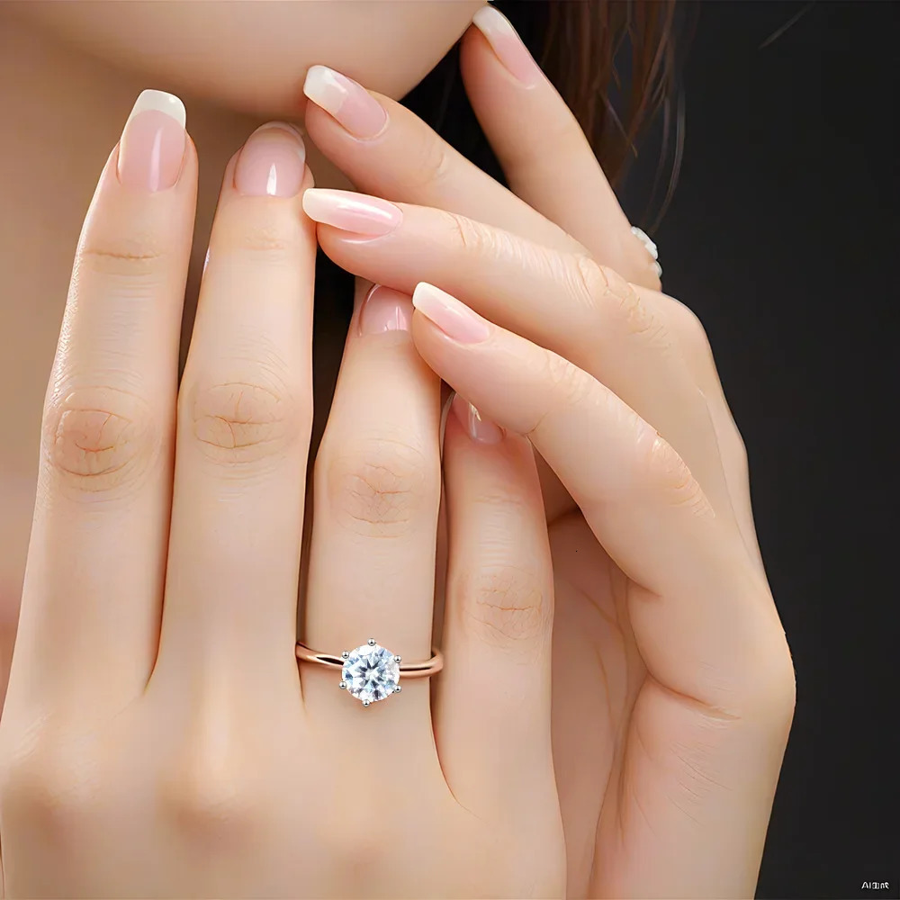 Classic Real 1 D Color Wedding Rings For Women White Gold Plated 100% 925 Sterling Silver Bridal Fine Jewelry 250617