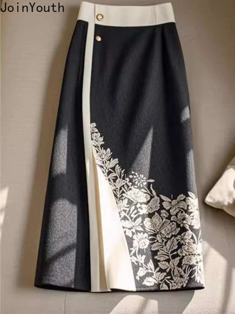 2025 Faldas Mujer De Moda Vintage Skirt Women Clothes High Waist Floral Print Jupe Chinese Style Temperament Saia Bodycon Skirts