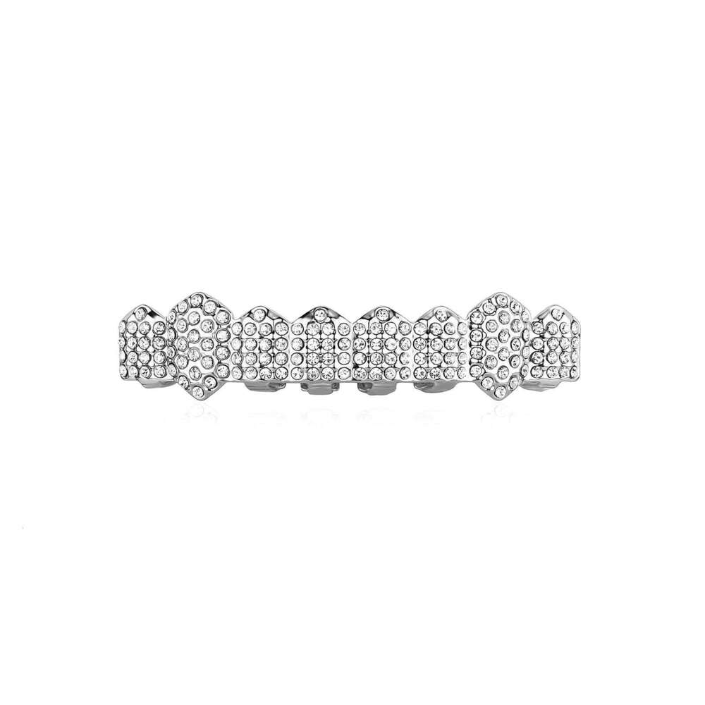 Hip Hop Eight Gold Grills Full Dia Sharp Teeth Single Row Personality Accessories Halloween