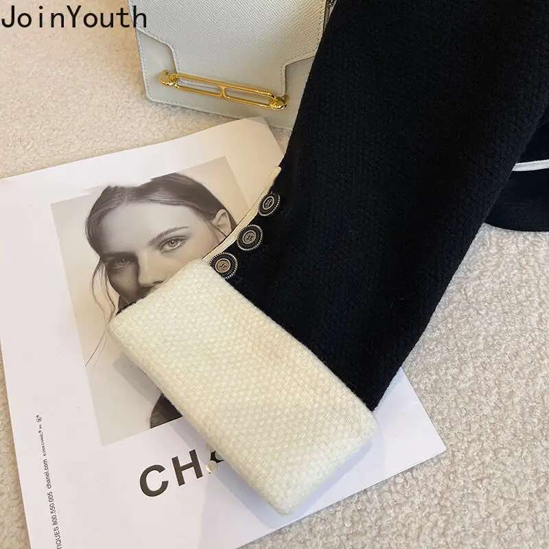 Temperament Jackets for Women Turndown Collar Long Sleeve Tunic Outwear Crop Tops Fashion Korean Vintage Tweed Coat Ropa Mujer