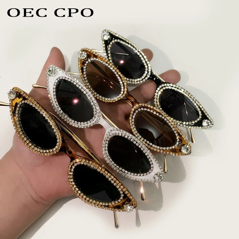 Unique Diamond Fashion Sunglasse Rhinestone Cat Eye Eyewear Female Trend Small Frame Ladies Sun Glasses UV400 250617