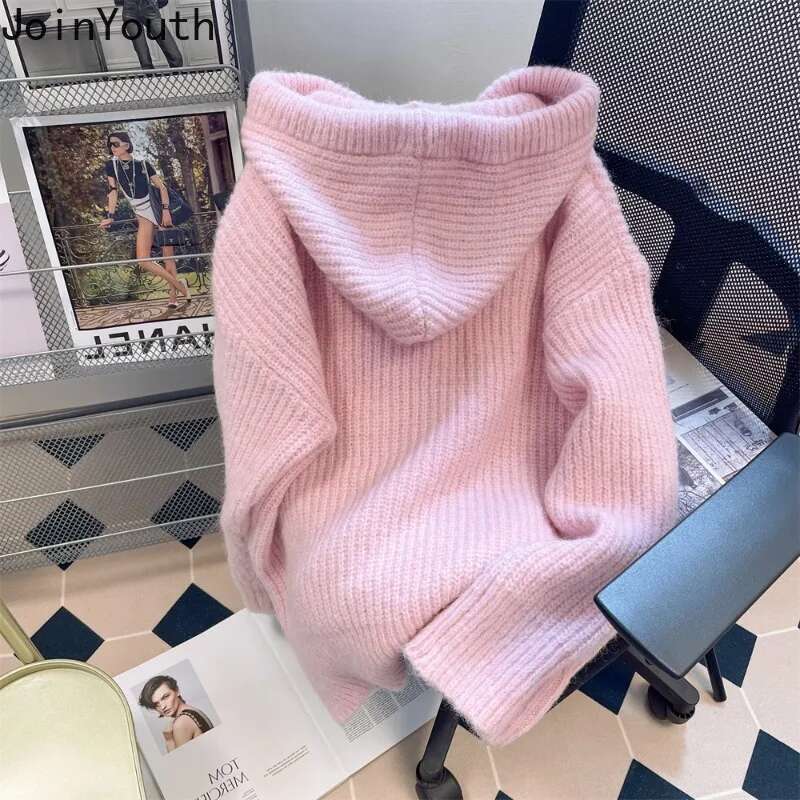 Sweet Sweater Women Clothing Star Hooded Jumper 2025 Ropa Mujer Pockets Casual Fashion Knitting Oversized Pullovers Pull Femme