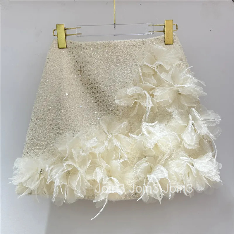 Mini Skirts for Womens 2025 Faldas Mujer De Moda Patchwork Floral Temperament Jupe Fashion Korean Saia Sequin Bodycon Skirt