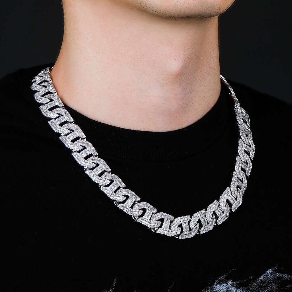 Hip Hop Necklace 16mm Square Zircon Bracelet Heavy Duty Spring Clasp Men's Jewelry