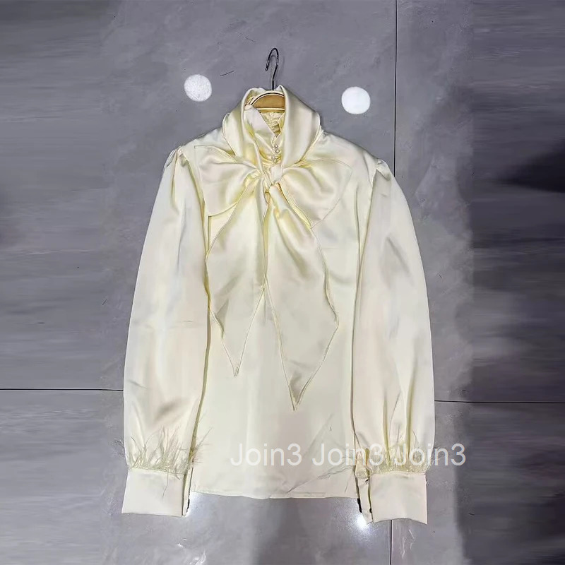 Temperament Lady Tops Blouses for Women Bandage Bow Long Sleeve Vintage Shirts 2025 Camisas De Mujer Loose Elegant Summer Blouse
