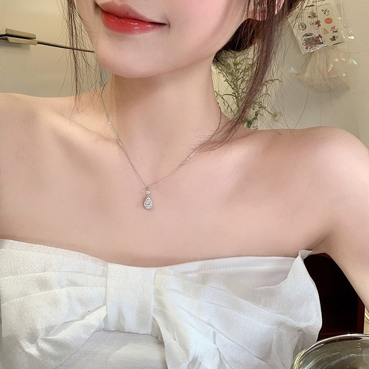 Choucong Ins Top Sell Luxury Jewelry Geunine 100% S925 Sterling Silver Pear Cut White 5A Zircon Diamond Water Drop Pendant Elegant Party Women Cavicle