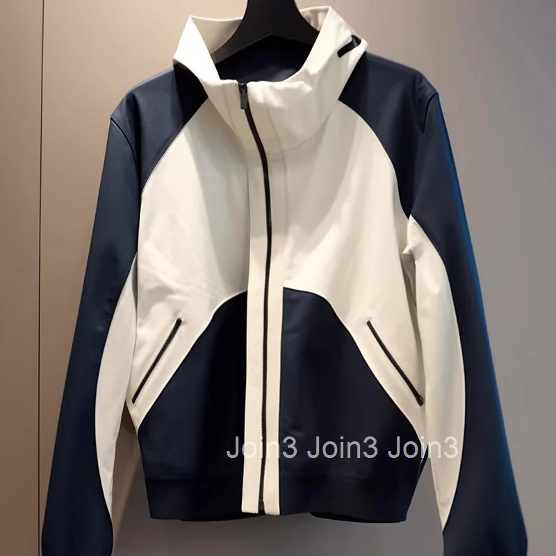 Streetwear Jackets 2025 Women Clothing Stand Neck Long Sleeve Contrast Color Outwear Y2k Tops Casual Fashion Korean Zipper Coats