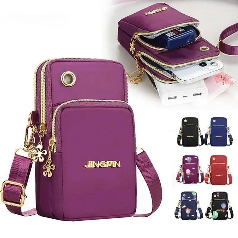 DHGM Mobile Phone Women's Crossbody Mini Bags Fashion Mom Mommy Coin Neck Hanging Running Cover Shoulder Bag 3 Layer Wallet