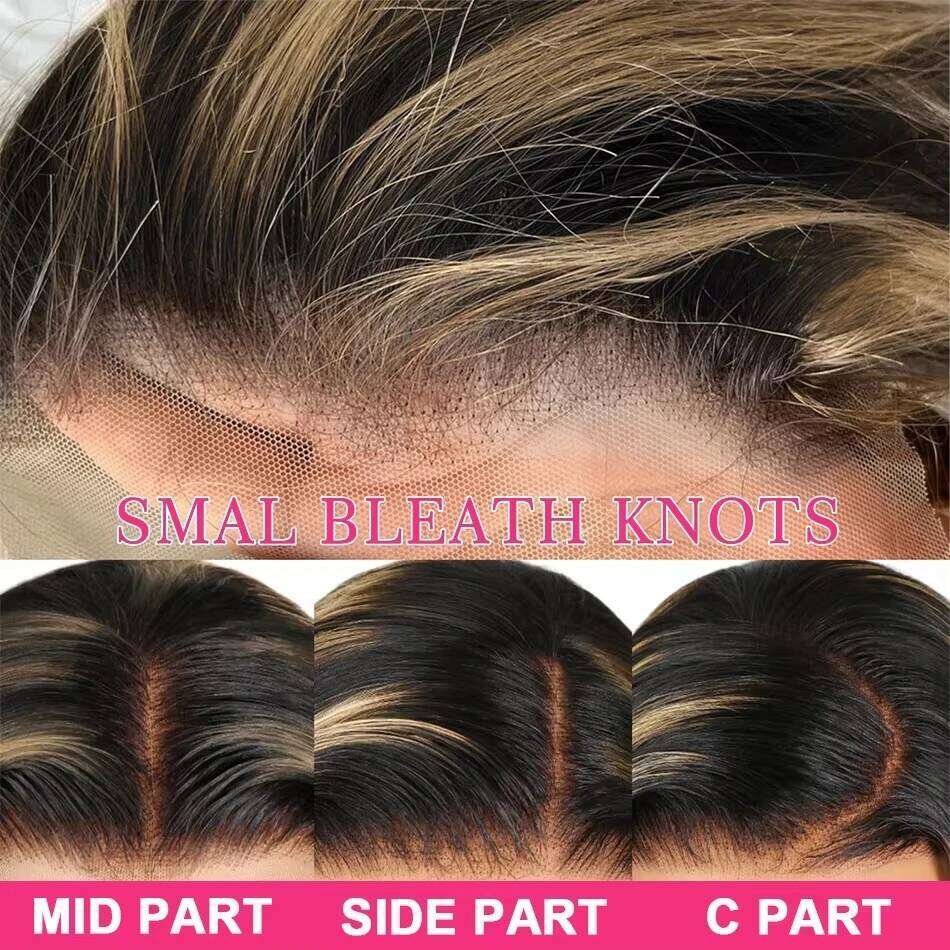 1B/27 Highlight Body Wave 13x4 Frontal Wig 200 Density Brazilian Ombre Blonde Colored Lace Front Human Hair Wigs