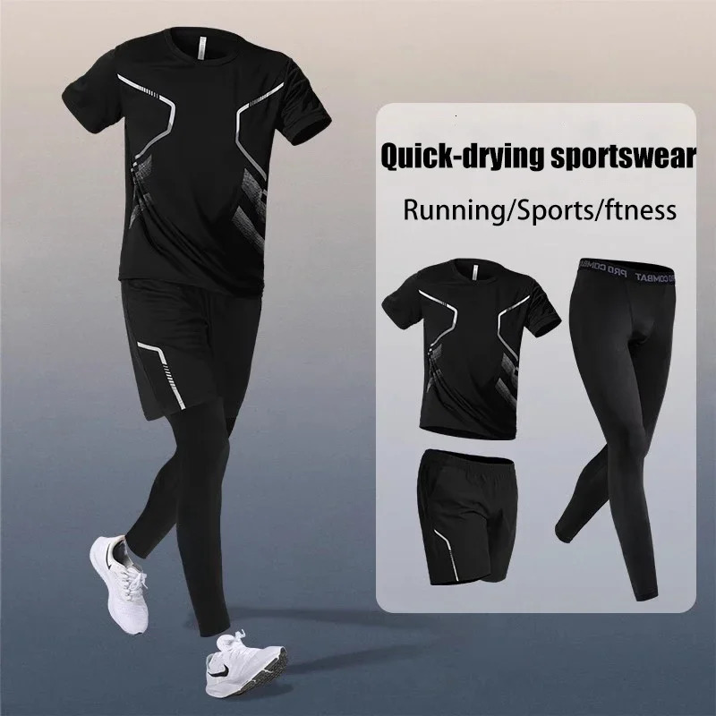 Badminton suit mens ice silk quick-drying running sportswear fitness set short-sleeved T-shirt morning run 250617