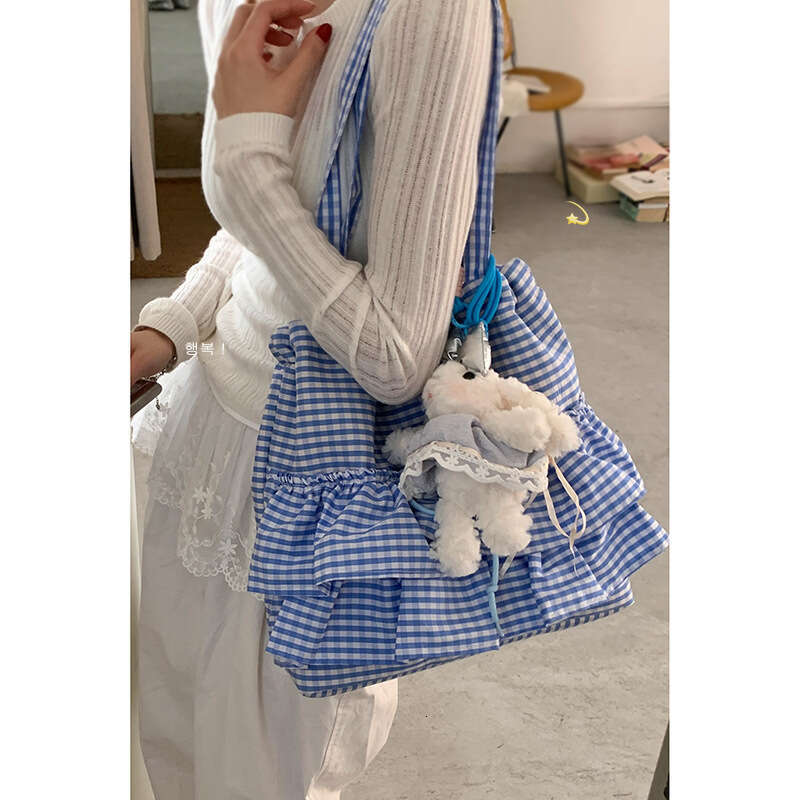 Girls' Academy Style Plaid Canvas for designer bag Women 2025 New Fashion Korean Version Underarm Tote Large Capacity Lace Bag