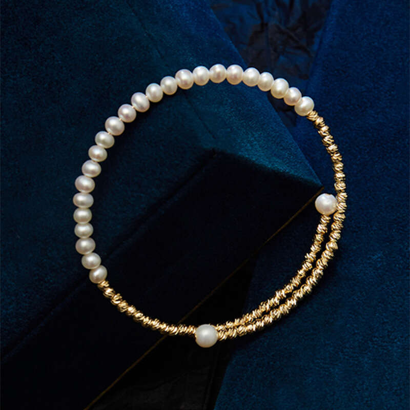 Real Plated French Crushed Gold Pearl Palace Style Elegant Bracelet Unique Versatile Women's Jewelry