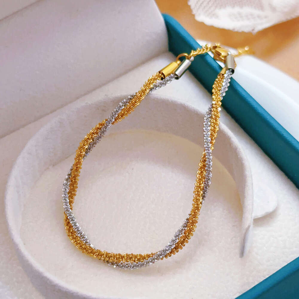 Minimalist Niche Design Color-Block Braided Chain Titanium Steel Jewelry Bracelet Unique Light