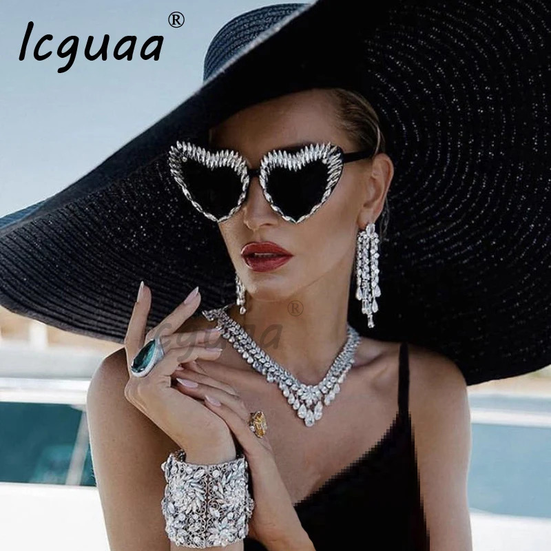 Diamond Sunglasses Sexy Cat eye Triangle Sun Glasses Handmade Party lunette de soleil 250617