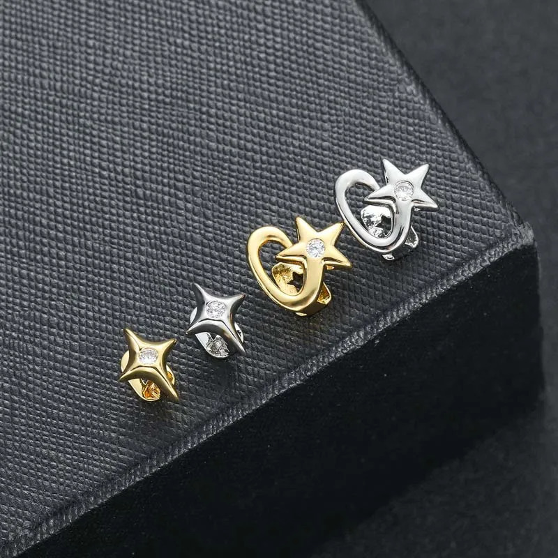 Fashion Single Star Zircon Teeth Cap for Women Men Punk Gold Silver Color Geometric Hollow Dental 250613