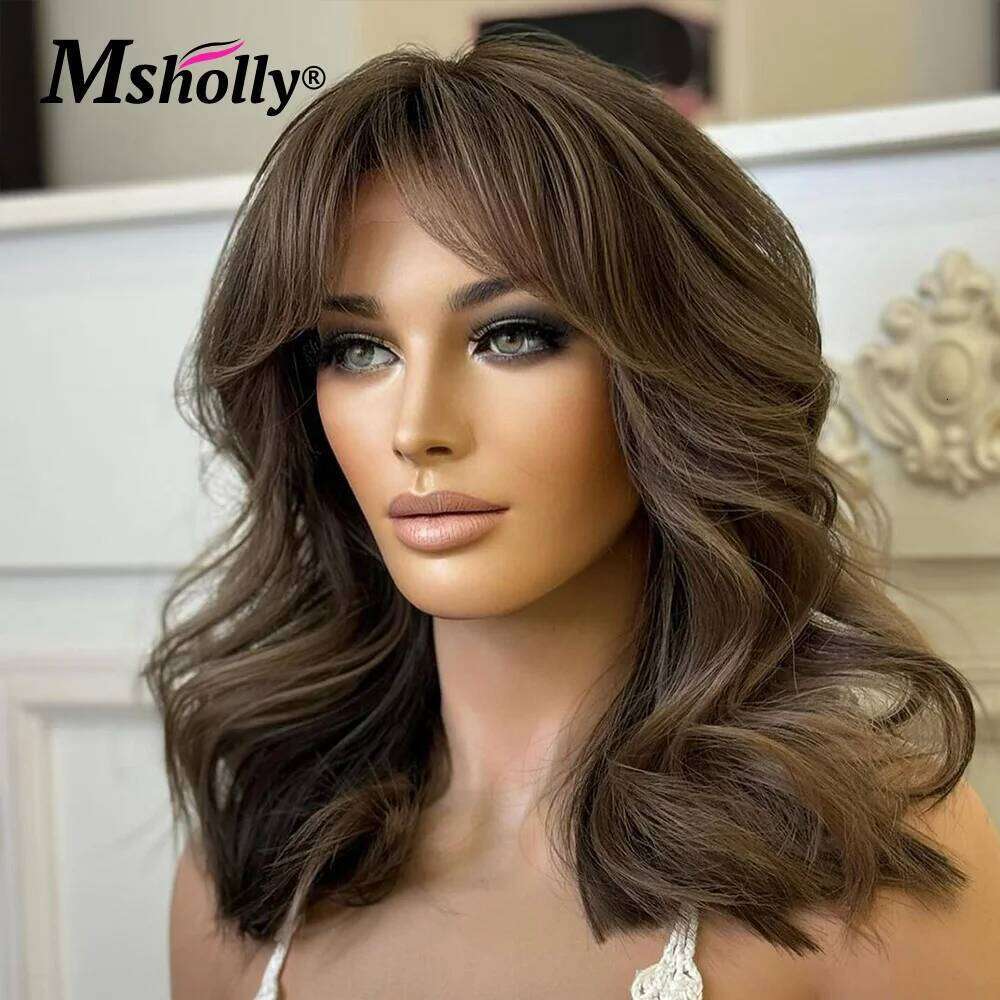 Chocolate Brown Short Wig Transaprent 13x4 Lace Front Human Hair Brazilian Preplucked Body Wave Bob Cut Wigs