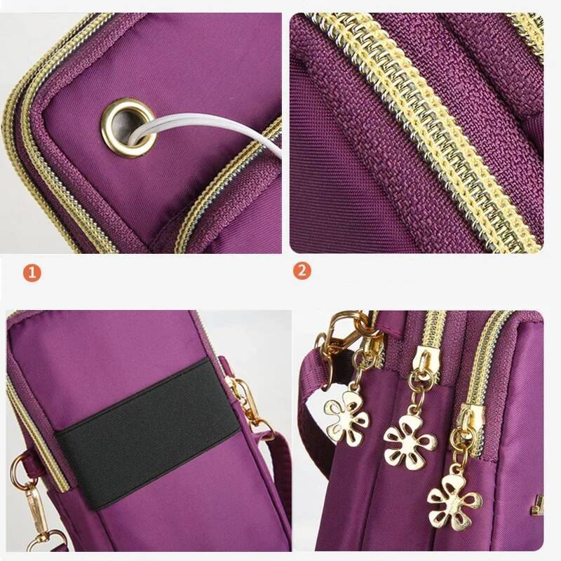 DHGM Mobile Phone Women's Crossbody Mini Bags Fashion Mom Mommy Coin Neck Hanging Running Cover Shoulder Bag 3 Layer Wallet