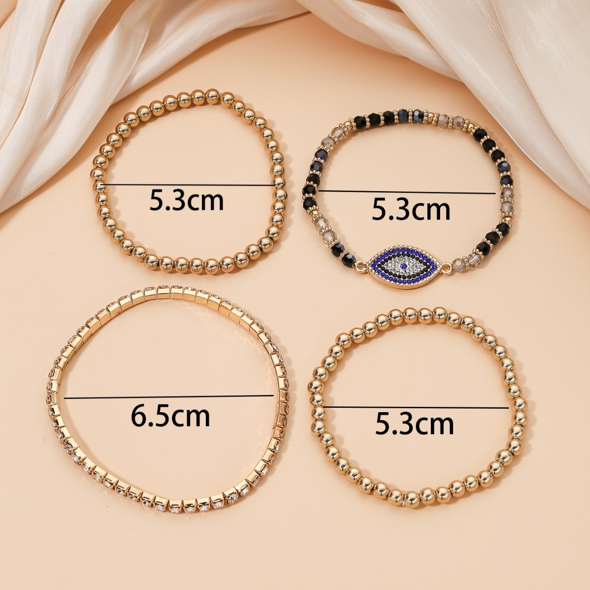 American Style Personality Devil's Eye Inlaid Zircon Design Bracelet Set Combination