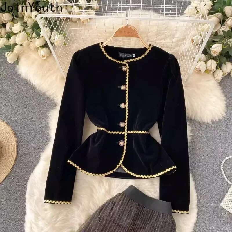 Skirt Outfits Korean Women Clothing Two Piece Sets Slim Waist Velvet Shirt High Waist Loose Pleated Skirts Suit Temperament Set