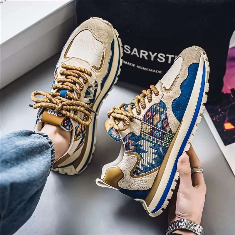 Summer New Breathable Youth Men's Trendy Versatile new Thick-Soled Sneakers Casual Running Dad Shoes