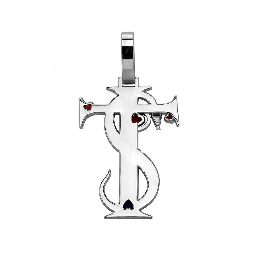 Hot Selling New Snake Cross Men's Necklace Heart Color Zircon Pendant Hip Hop Jewelry