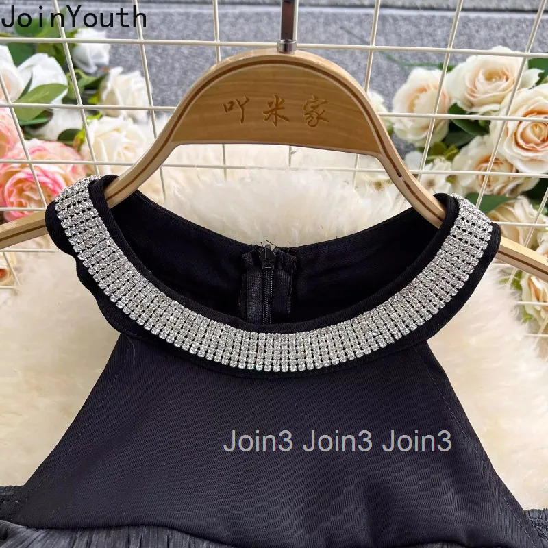 Temperament A-line Robe Femme Summer Dress for Women 2025 Vestidos De Mujer Off Shoulder Diamond O-neck Sleeveless Sexy Dresses