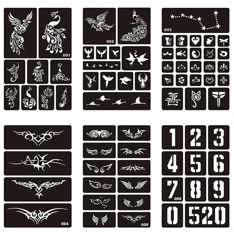 Small Airbrush Tattoo Stencils For Women Kids Drawing Template Henna Tattoo Stencil For Paiting Glitter Tattoos 250619