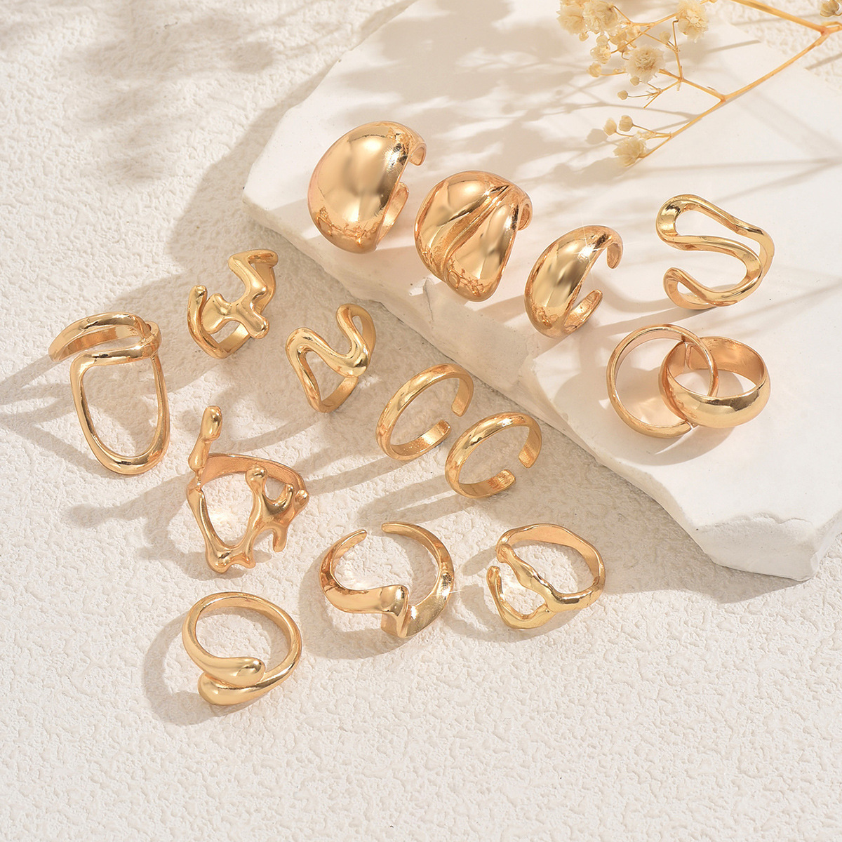 Set Versatile Metal Line Wrapped Design Open Ring High-End Feel For Women