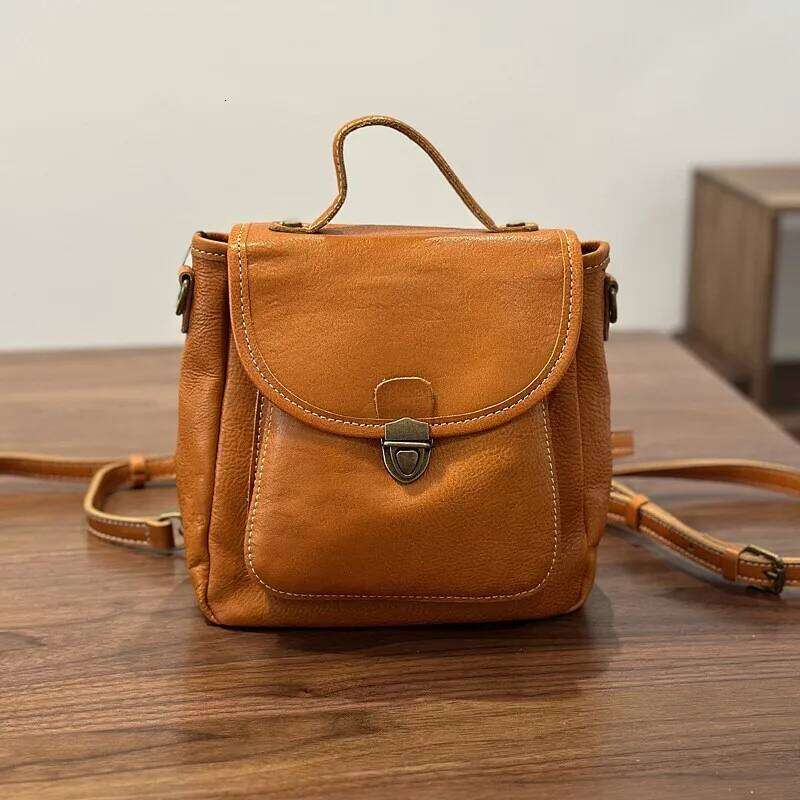 Johnature Genuine Leather Small Backpack 2025 New Casual Versatile Multi Functional Women's Shoulder Crossbody Bags