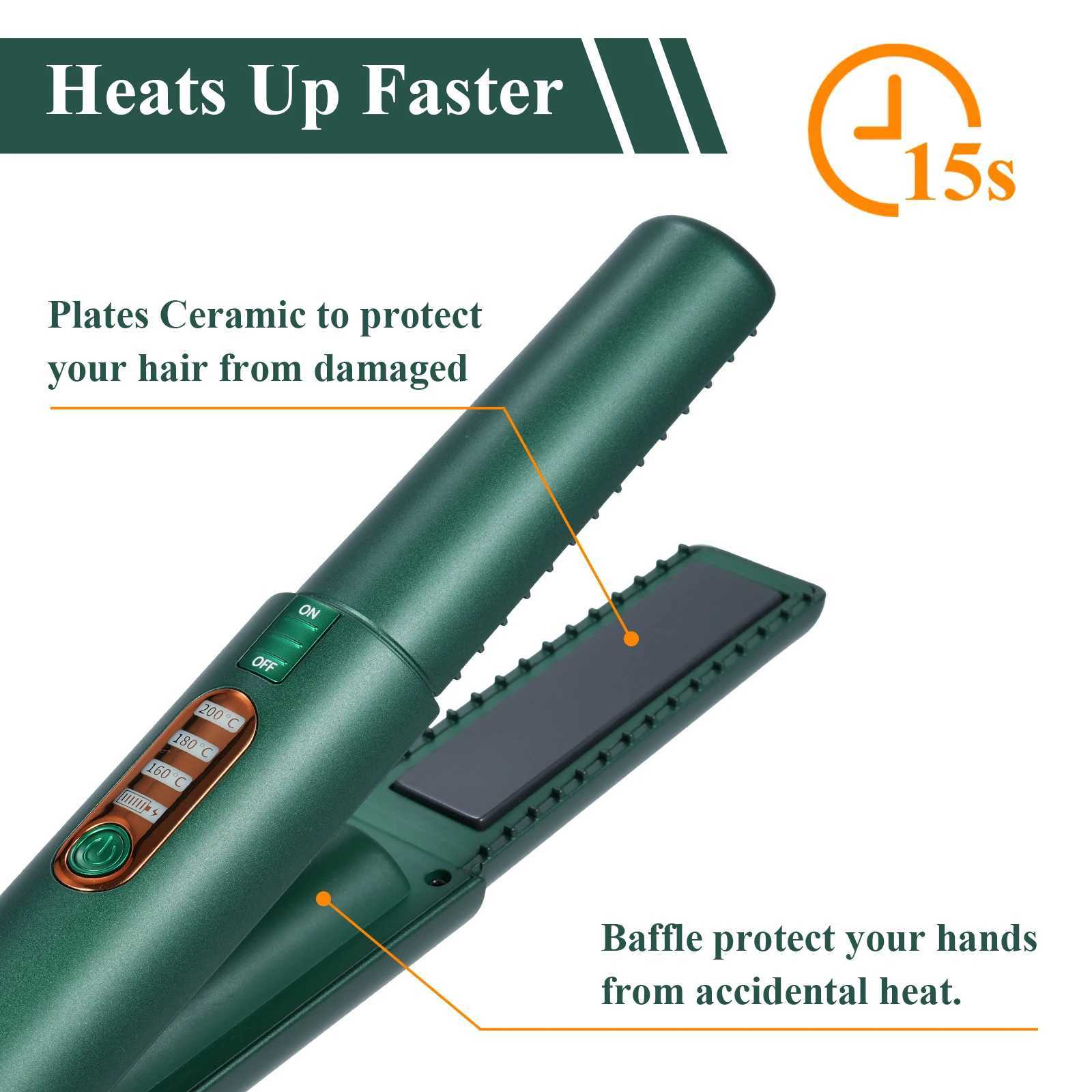 Electric Hair Curler Hair Flat Iron Portable Wireless Rechargeable Hair Straightening Iron Curling Iron Hair StraightenerXJ250621