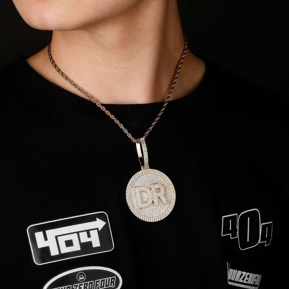 Jin Ao New Full Dia Round Hip-Hop Pendant Necklace Letter DIY